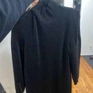 Sparking black long sleeve dress